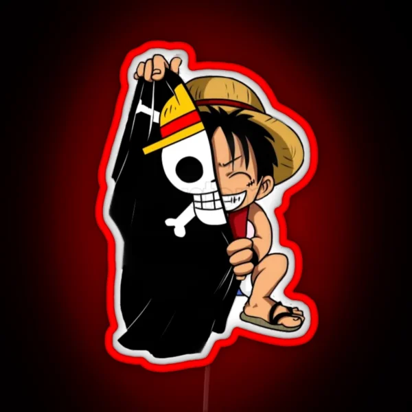 One Piece Monkey D Luffy With The Flag RGB Neon Sign