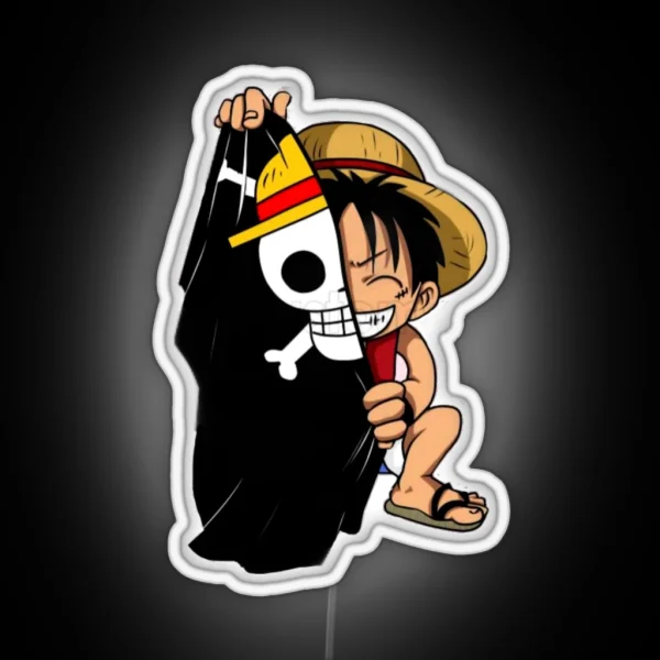 One Piece Monkey D Luffy With The Flag RGB Neon Sign