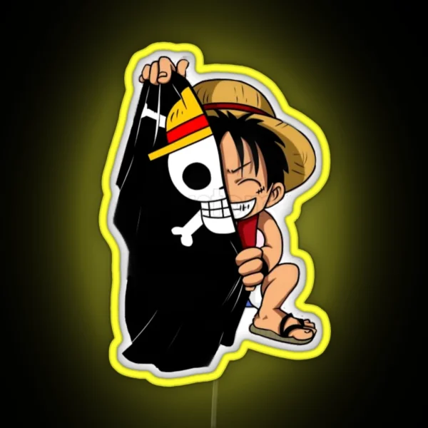 One Piece Monkey D Luffy With The Flag RGB Neon Sign