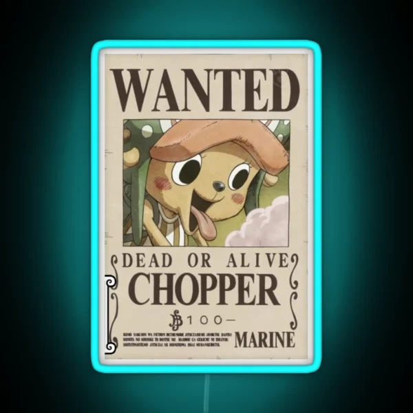 One Piece Tony Tony Chopper Current Wanted RGB Neon Sign