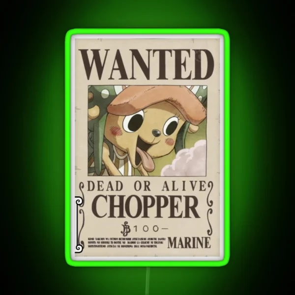 One Piece Tony Tony Chopper Current Wanted RGB Neon Sign