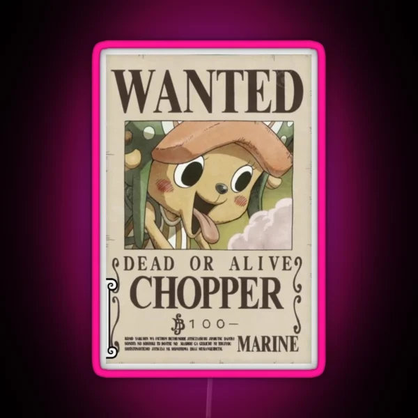 One Piece Tony Tony Chopper Current Wanted RGB Neon Sign
