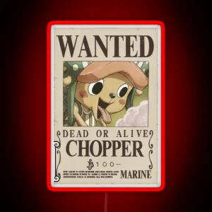 One Piece Tony Tony Chopper Current Wanted Poster One Piece Wanted Poster RGB Neon Sign