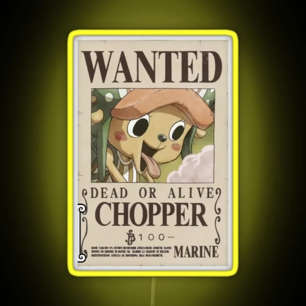 One Piece Tony Tony Chopper Current Wanted RGB Neon Sign