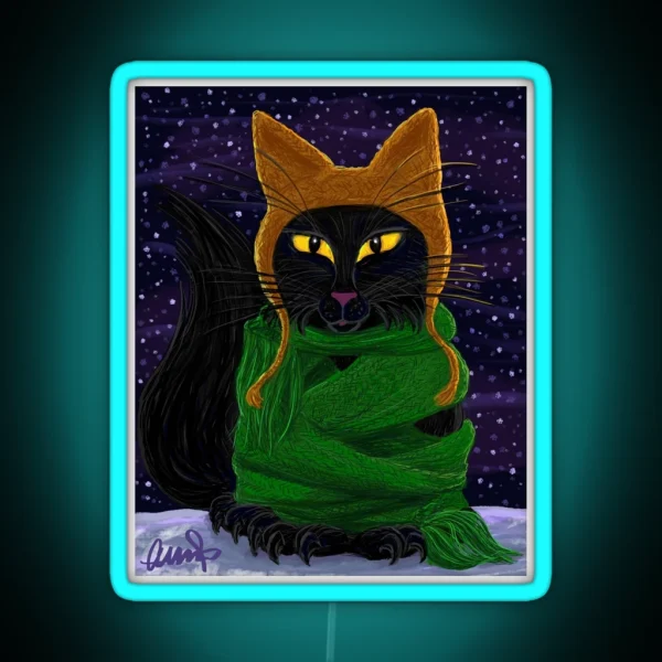 One Satisfied Yule Cat 2 RGB Neon Sign