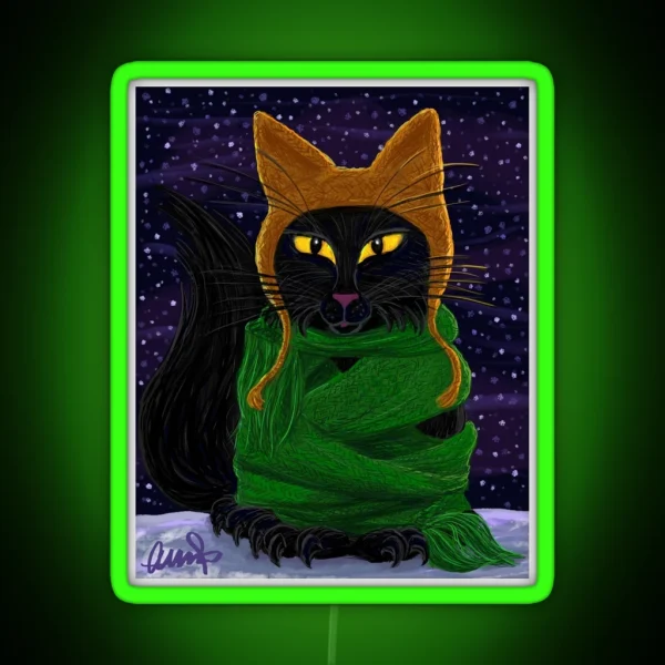 One Satisfied Yule Cat 2 RGB Neon Sign
