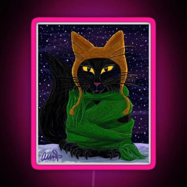 One Satisfied Yule Cat 2 RGB Neon Sign