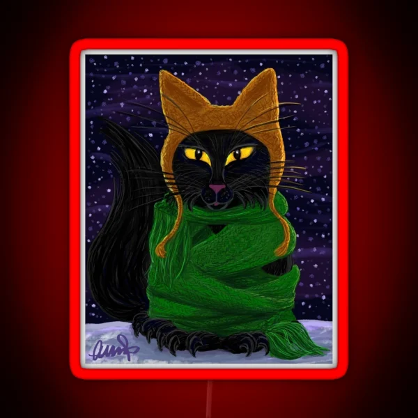 One Satisfied Yule Cat 2 RGB Neon Sign