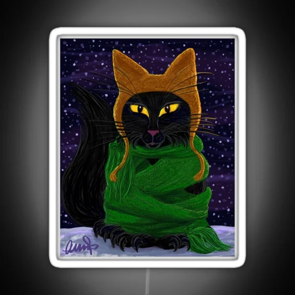 One Satisfied Yule Cat 2 RGB Neon Sign