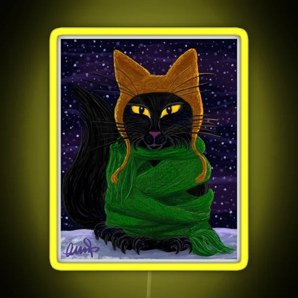 One Satisfied Yule Cat 2 RGB Neon Sign