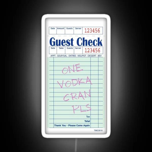 One Vodka Cran Pls Guest Check RGB Neon Sign