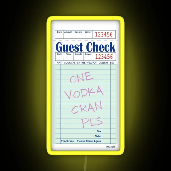 One Vodka Cran Pls Guest Check RGB Neon Sign