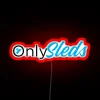 Rugged winter gear enthusiast's dream: Only Sleds RGB neon sign.