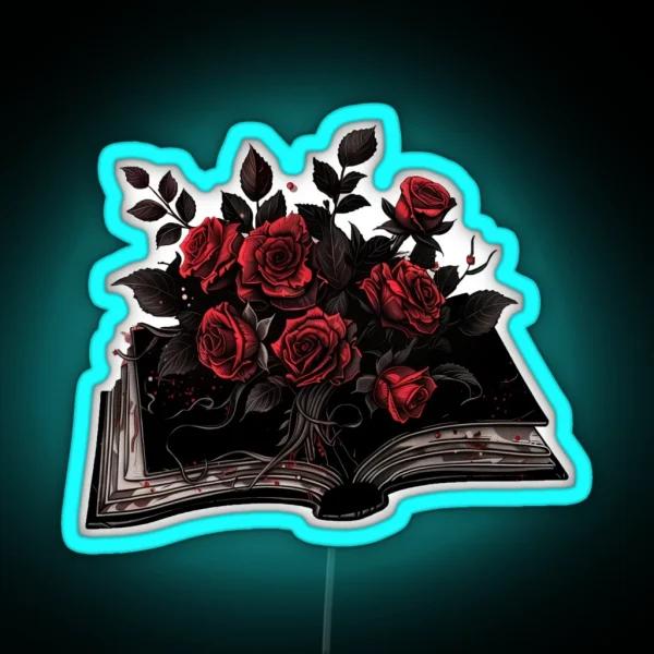 Open Book And Roses RGB Neon Sign