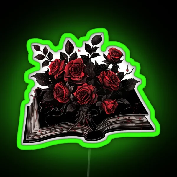 Open Book And Roses RGB Neon Sign