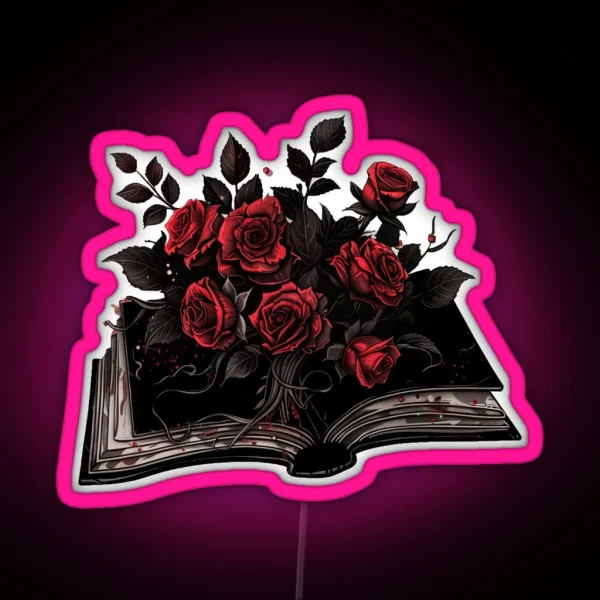 Open Book And Roses RGB Neon Sign
