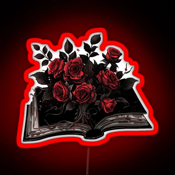 Open Book And Roses RGB Neon Sign