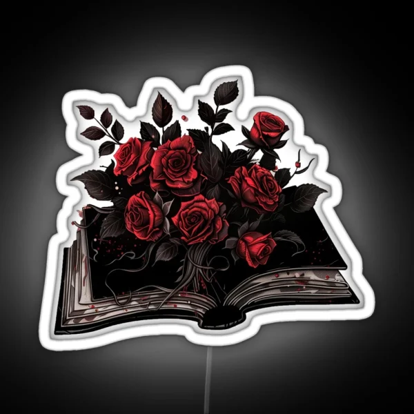 Open Book And Roses RGB Neon Sign
