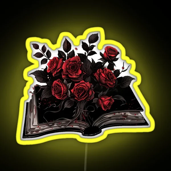 Open Book And Roses RGB Neon Sign