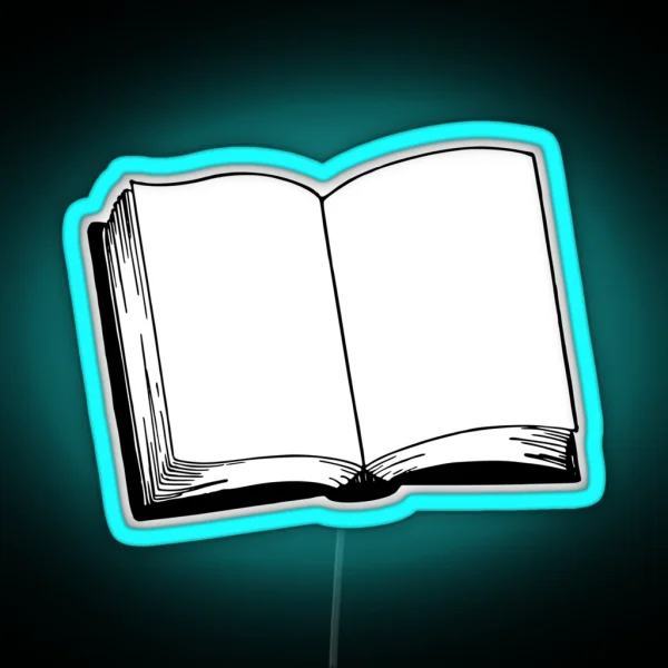 Open Book Black And White Illustration RGB Neon Sign