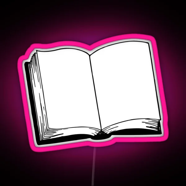 Open Book Black And White Illustration RGB Neon Sign