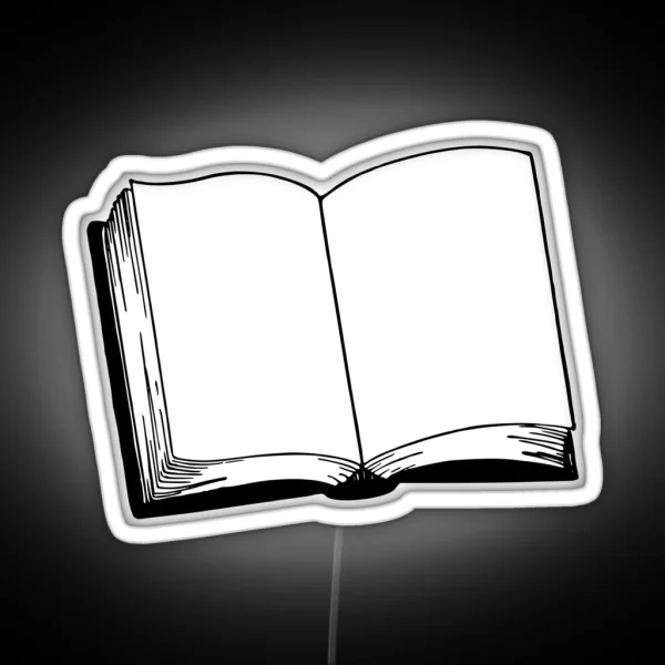 Open Book Black And White Illustration RGB Neon Sign
