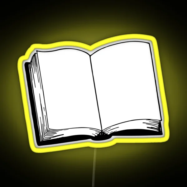 Open Book Black And White Illustration RGB Neon Sign