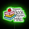 Neon Open Book Home Decor Wall Sign for Study Areas