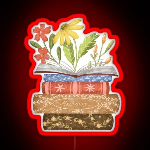 Open Book With Colorful Summer Flowers RGB Neon Sign