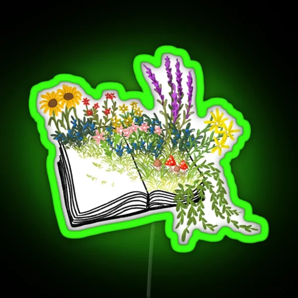 Open Book With Flora Growth RGB Neon Sign