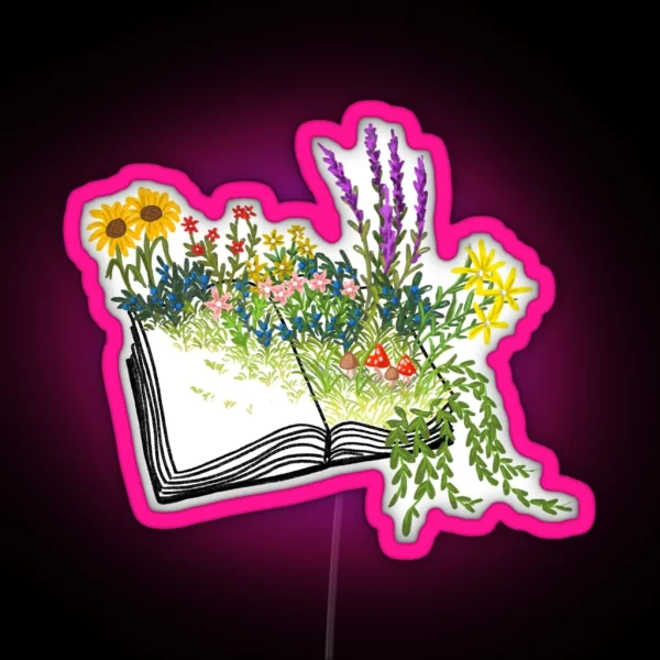 Open Book With Flora Growth RGB Neon Sign