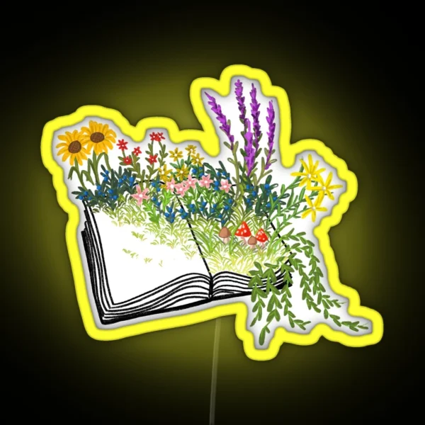 Open Book With Flora Growth RGB Neon Sign