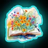 Neon Open Book with Vibrant Floral Design Wall Decoration Light