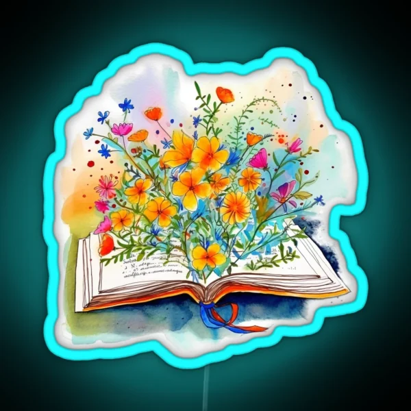 Open Book With Flowers 2 RGB Neon Sign