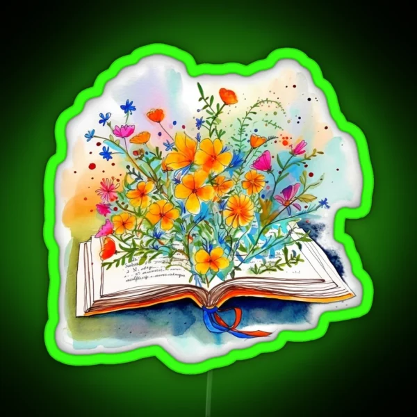 Open Book With Flowers 2 RGB Neon Sign