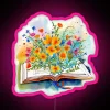 Vibrant Open Book Filled with Colourful Fresh Flower Petals Sign