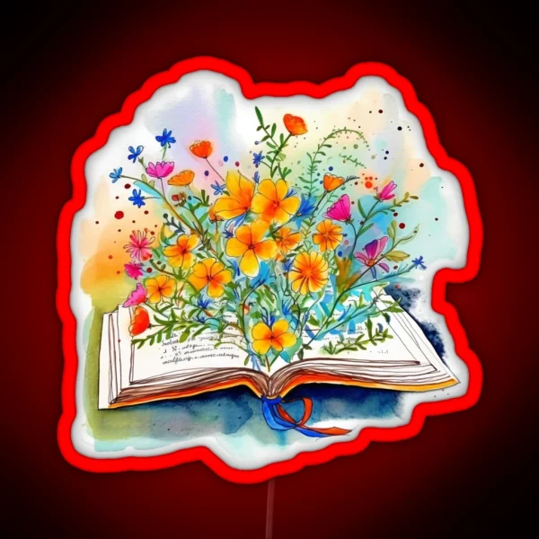 Open Book With Flowers 2 RGB Neon Sign