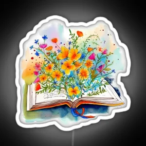 Open Book With Flowers 2 RGB Neon Sign