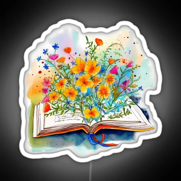 Open Book With Flowers 2 RGB Neon Sign