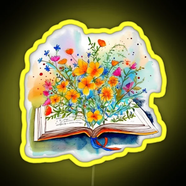 Open Book With Flowers 2 RGB Neon Sign