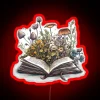 Whimsical reading nook decor featuring an open book with blooming flowers