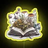 RGB Led Sign Inspired by Open Book with Fresh Flowers