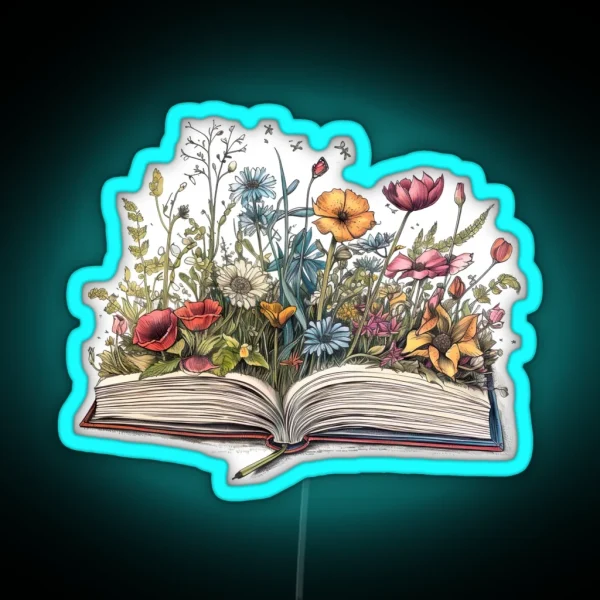 Open Book With Flowers 4 RGB Neon Sign