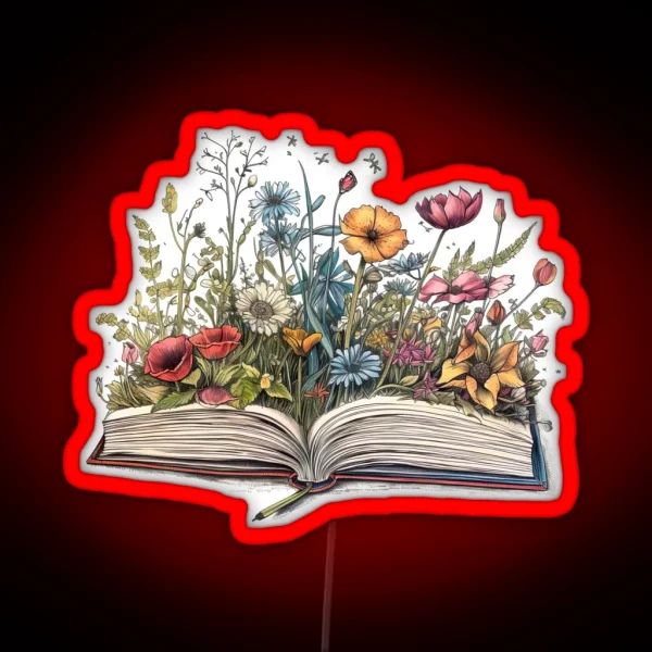 Open Book With Flowers 4 RGB Neon Sign