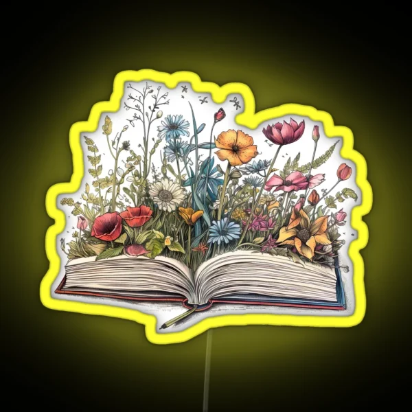 Open Book With Flowers 4 RGB Neon Sign