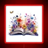 Neon Sign Featuring an Open Book Filled with Vibrant Flowers