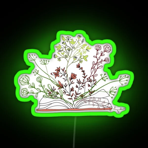 Open Book With Flowers Growing Out RGB Neon Sign