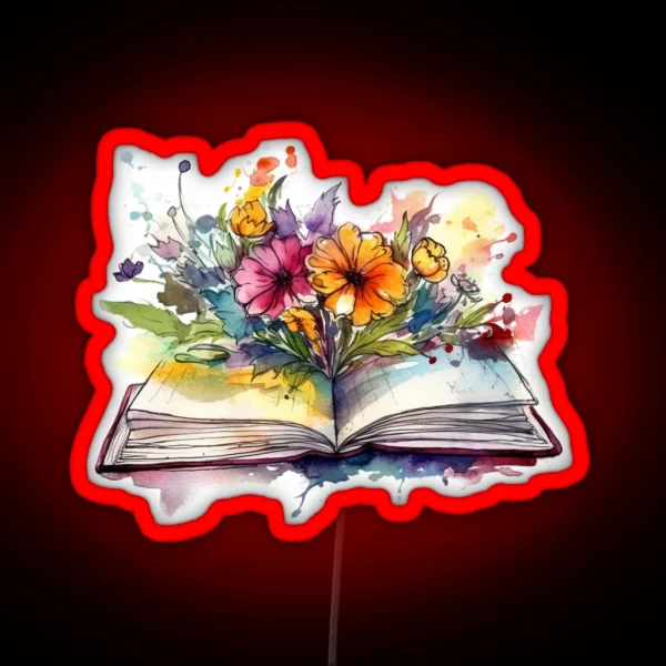 Open Book With Flowers RGB Neon Sign