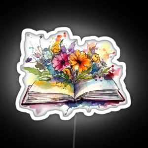 Open Book With Flowers RGB Neon Sign