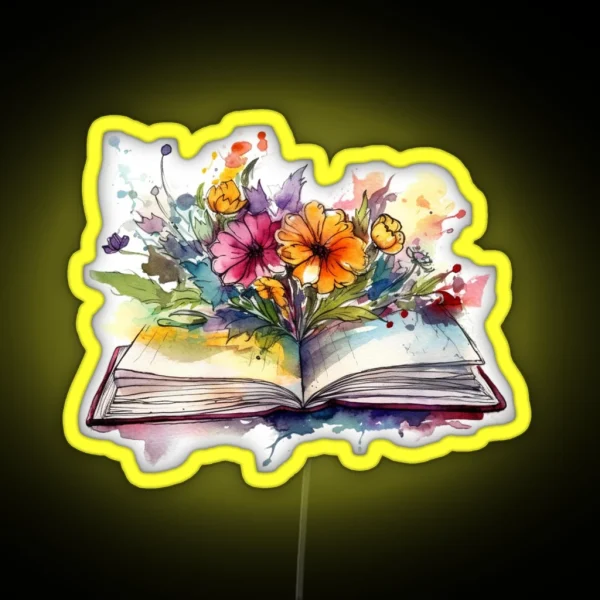 Open Book With Flowers RGB Neon Sign
